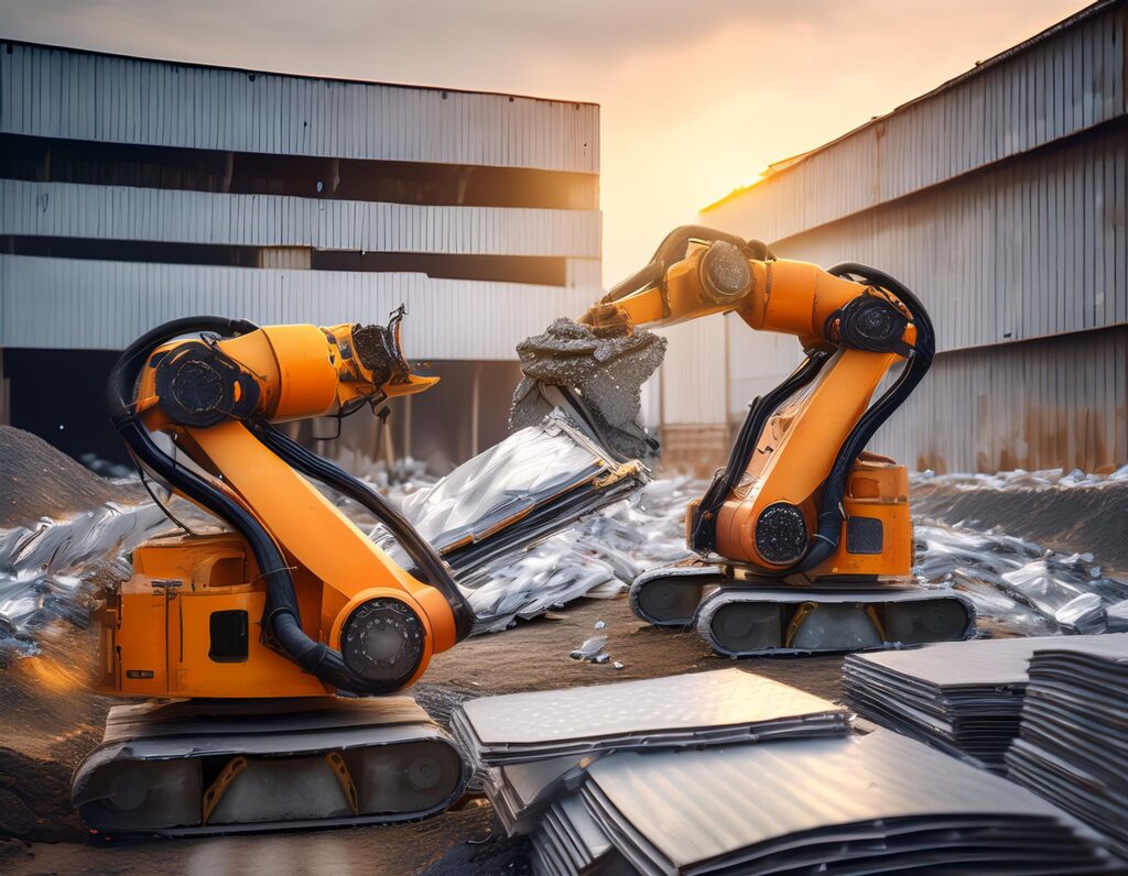 Automated robots working on site; Removing asbestos sheets