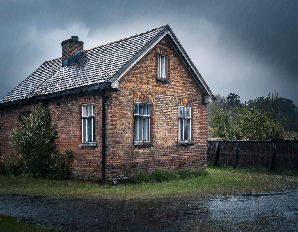 Small house with brick veneer and asbestos